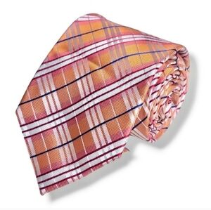 GEOFFREY BEENE Orange Plaid Woven Silk Blend TieNWTSilk blend 54% polyester
